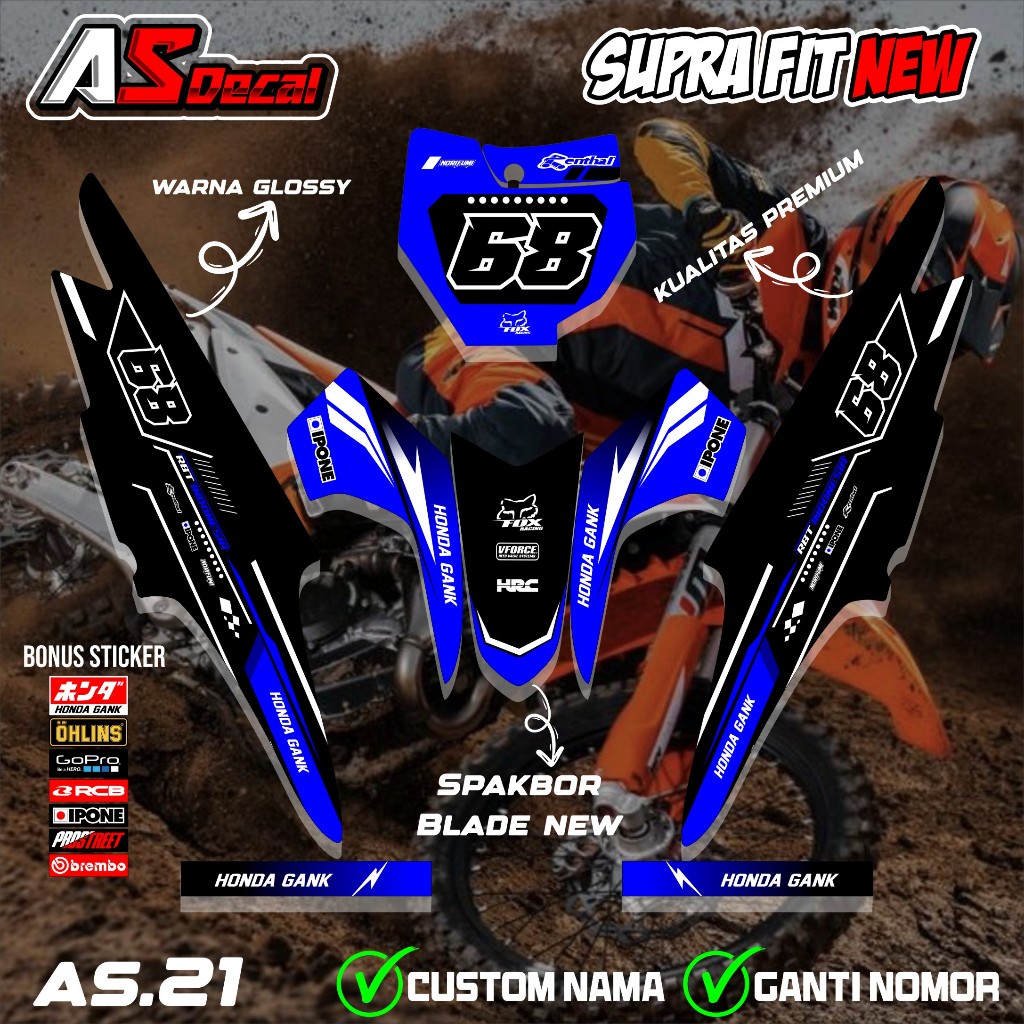 NEWEST RBT SUPRA FIT NEW CUSTOM SUPERMOTO STICKER STRIPING AS.21 ...