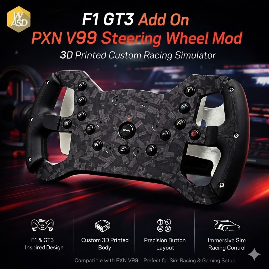 PXN V99 F1 GT3 Steering Wheel Mod – Add On Racing Simulator 3D Printed ...