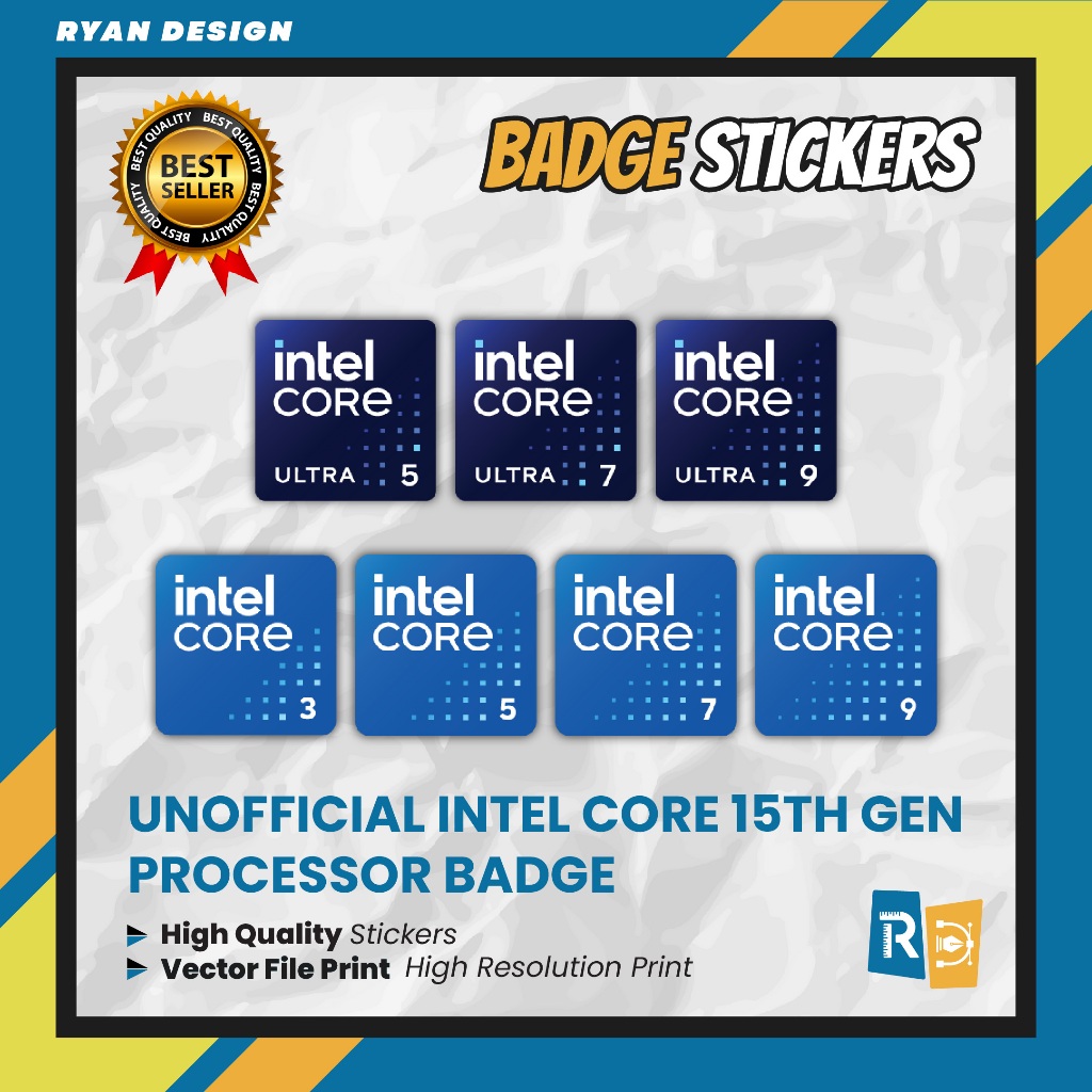 Intel Core 3 5 7 Intel Core Ultra Gen 15 Logo Sticker Badge Processor ...