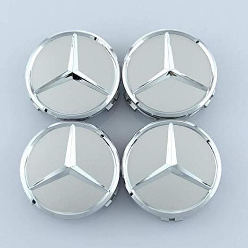 1 Set of Wheel Rims Emblem Mercy 75MM Classic Silver Grey Mercedes Benz ...