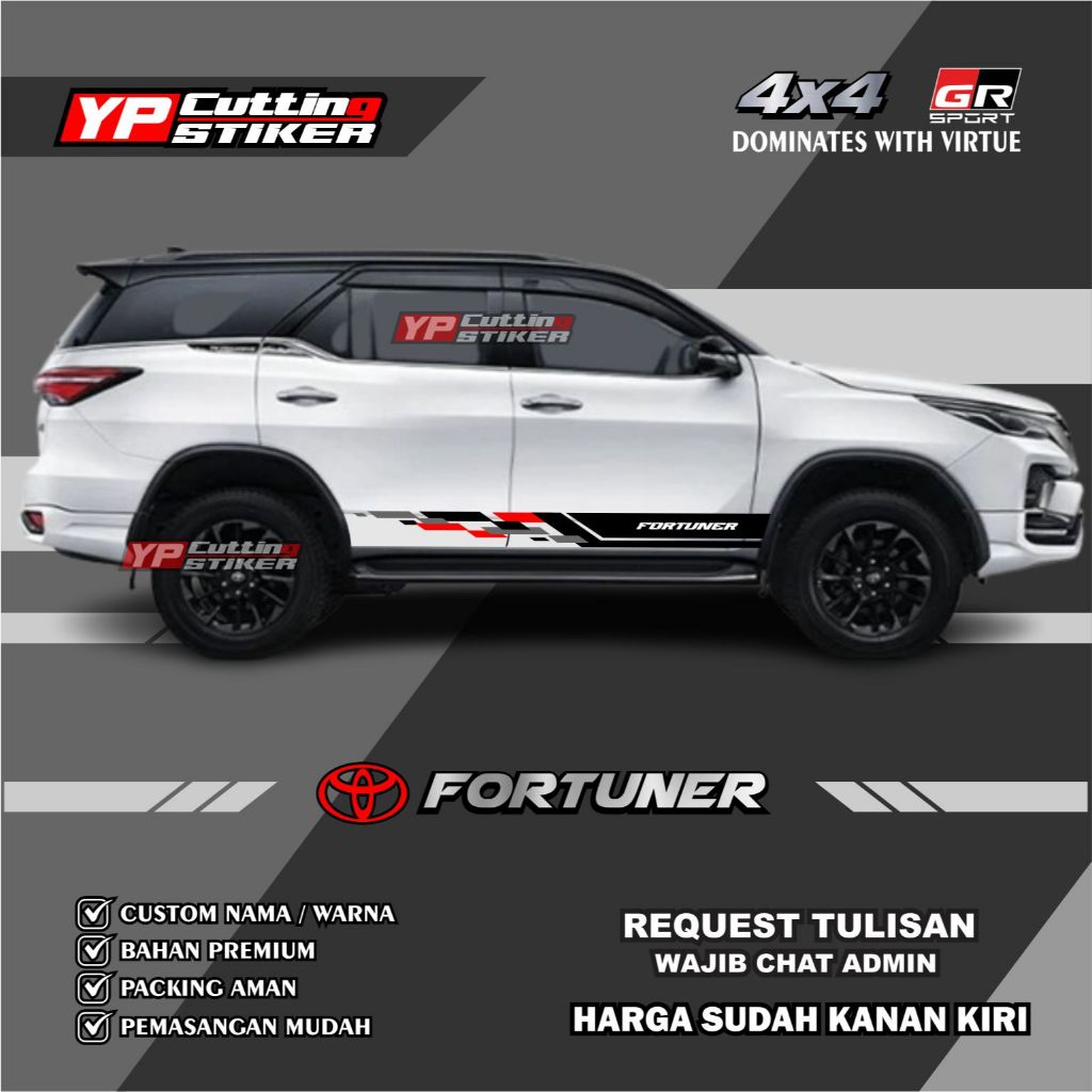 Minimalist Fortuner car stickers, Fortuner car list stickers, Fortuner ...
