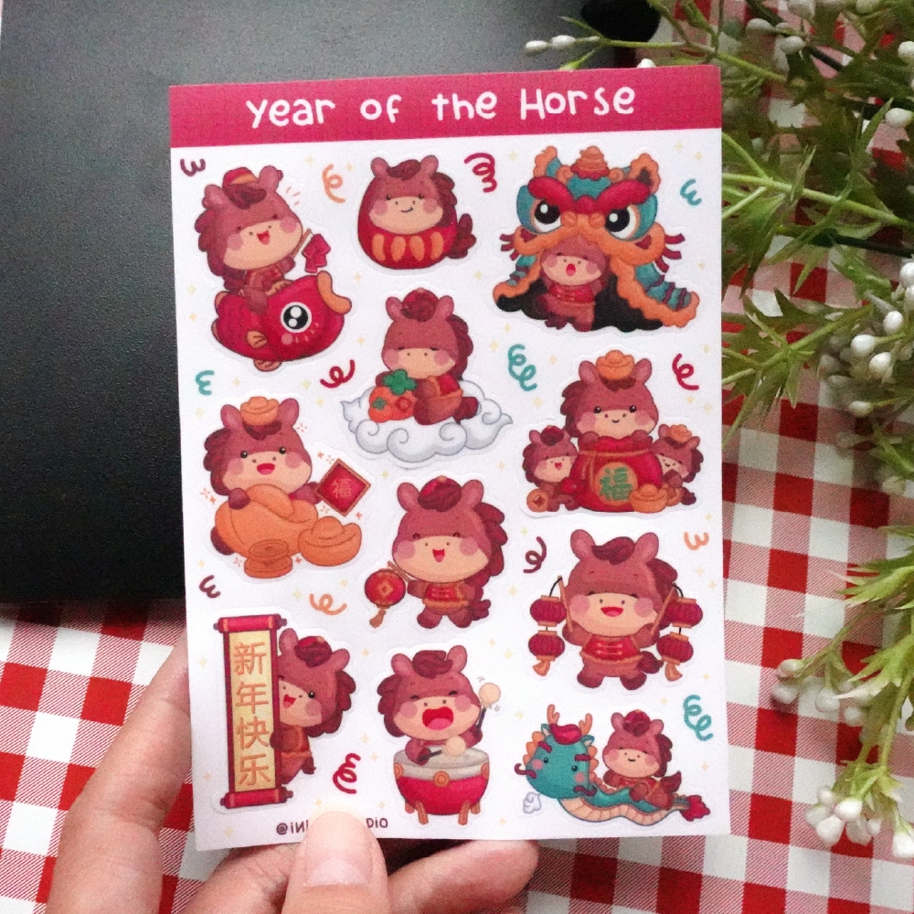 Year of Horse Sticker Sheet | Waterproof | Chinese New Year Aesthetic ...