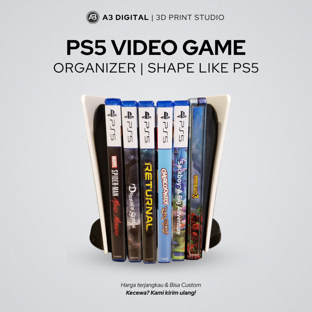 PS5 Video Game Organizer Bookends – Mini PS5 Game Rack Stand | 3D Print ...