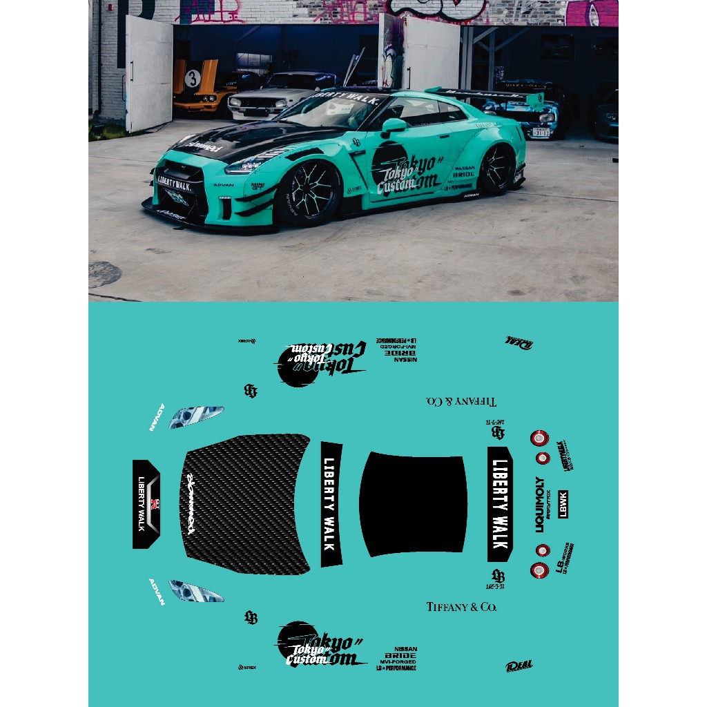 [WHITE TONER] Hotwheels Decal NISSAN R35 LBWK TIFFANY & CO Hot Wheels ...