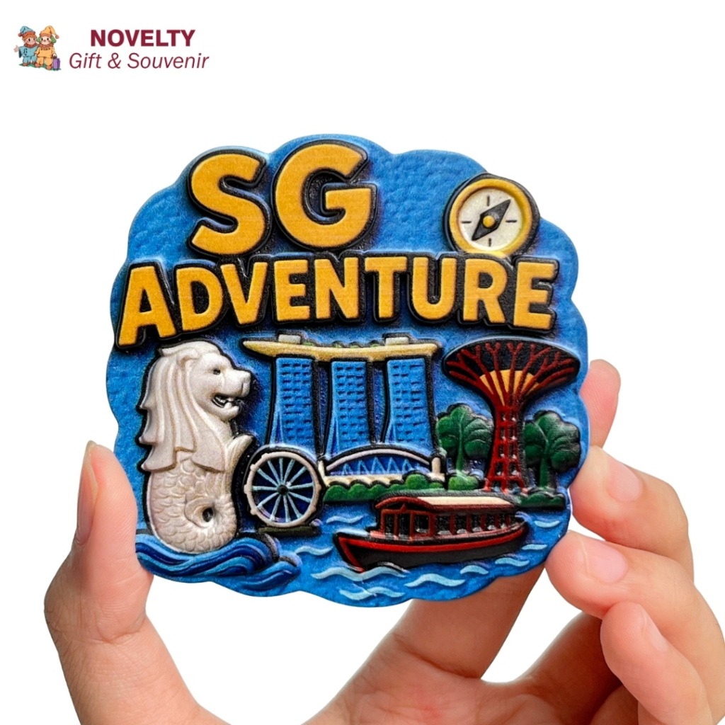 Merlion Singapore - Magnete Da Frigorifero 3D In Metallo - Souvenir Di Viaggio, Regalo Originale, Dimensioni 7x6,5 Cm