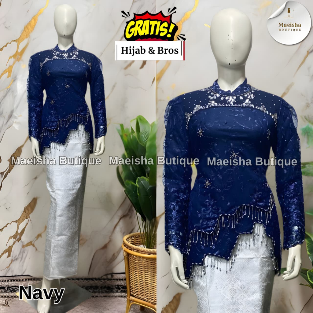 Amara Kebaya Set with Songket Skirt and Free Hijab and Brooch Modern ...