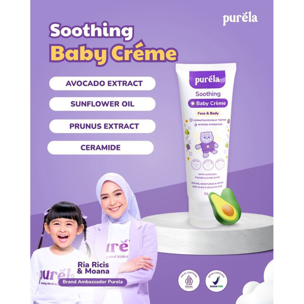 PURELA ORIGINAL Soothing Baby Creme 70gr for sensitive skin, redness ...