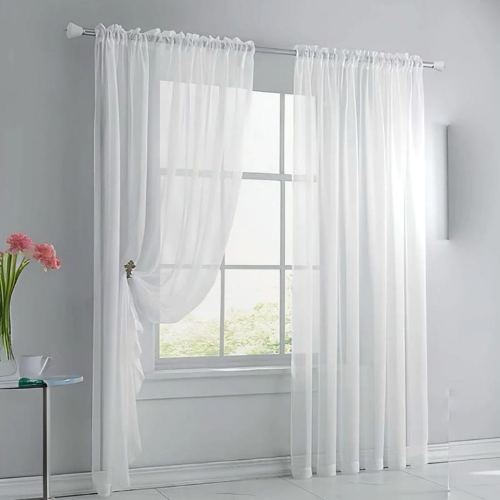 Plain White Curtains for Windows and Doors with Drawstring Model ...