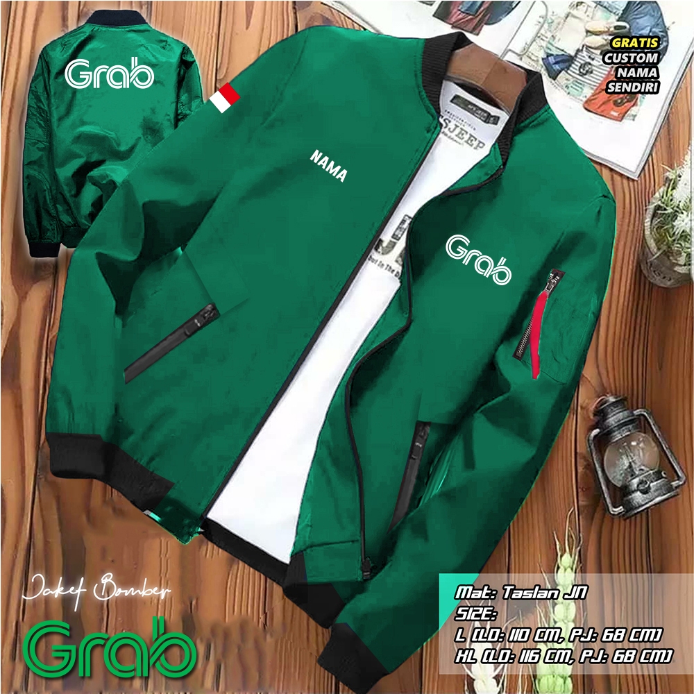 GRAB BOMBER JACKET MADE FROM PARACHUTE MATERIAL FOR KEREEEN DRIVER GRAB ...