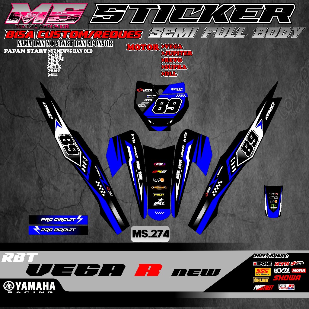 Sticker STRIPING RBT MOTOR VEGA R NEW SEMI FULL BODY MOTOR SUPERMOTO ...