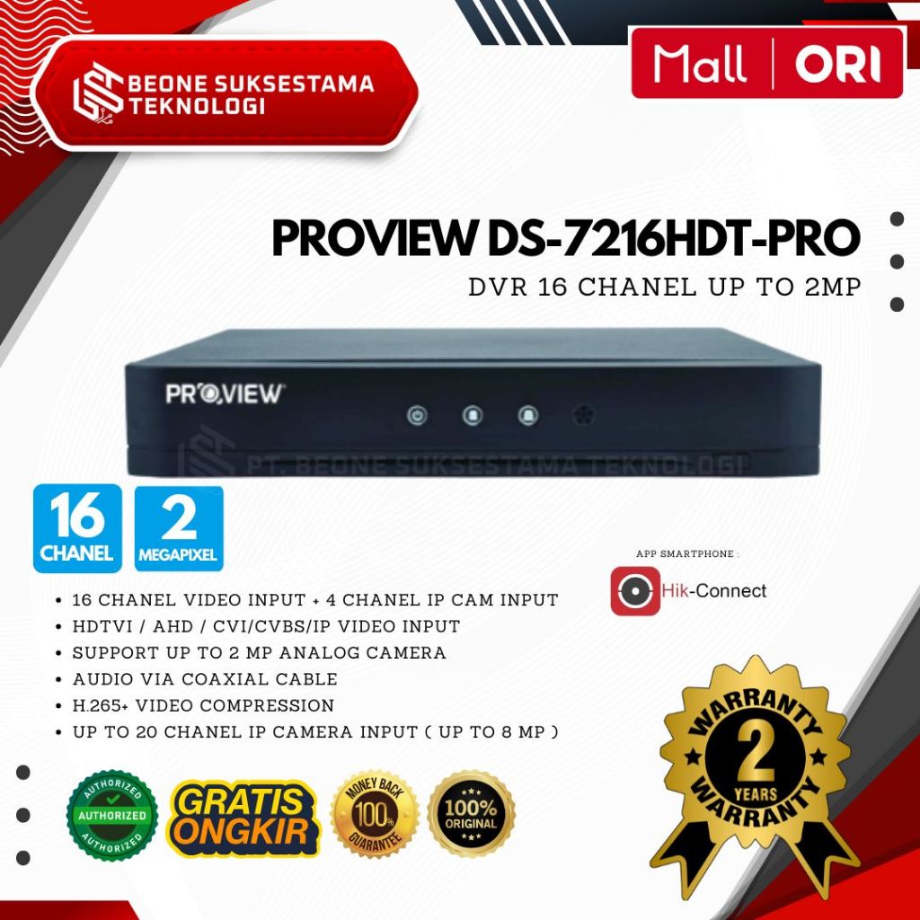 PROVIEW DVR DS-7216HDT-PRO 16 Channel 2MP HIKCONNECT | Shopee Philippines