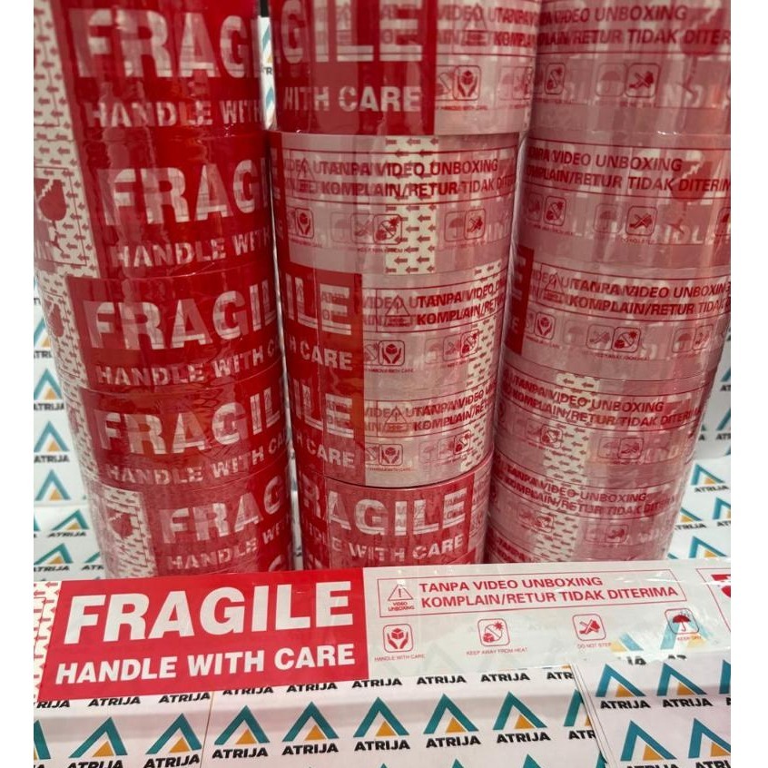 MERAH Fragile Red and White Unboxing Tape 2 Inch (45 mm) | Shopee ...