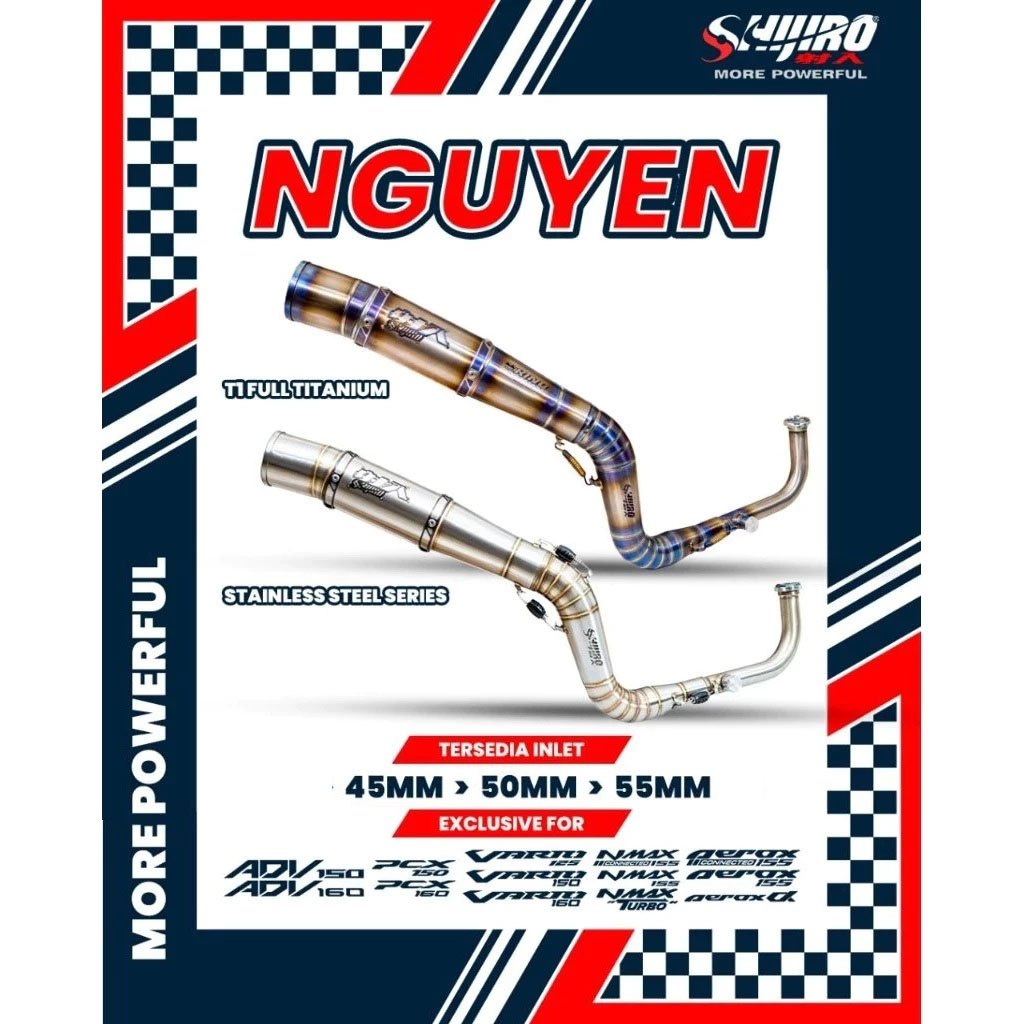 SHIJIRO RACING EXHAUST PIPE TYPE NGUYEN FOR AEROX N-MAX PCX VARIO ADV ...