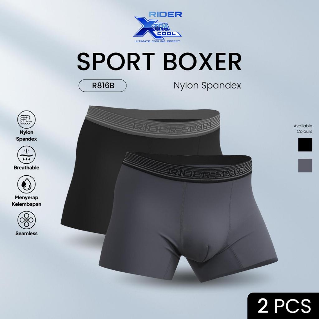 Rider Sport Boxer Brief Nylon Spandex - Men's Boxer R816B, 2 Pcs ...