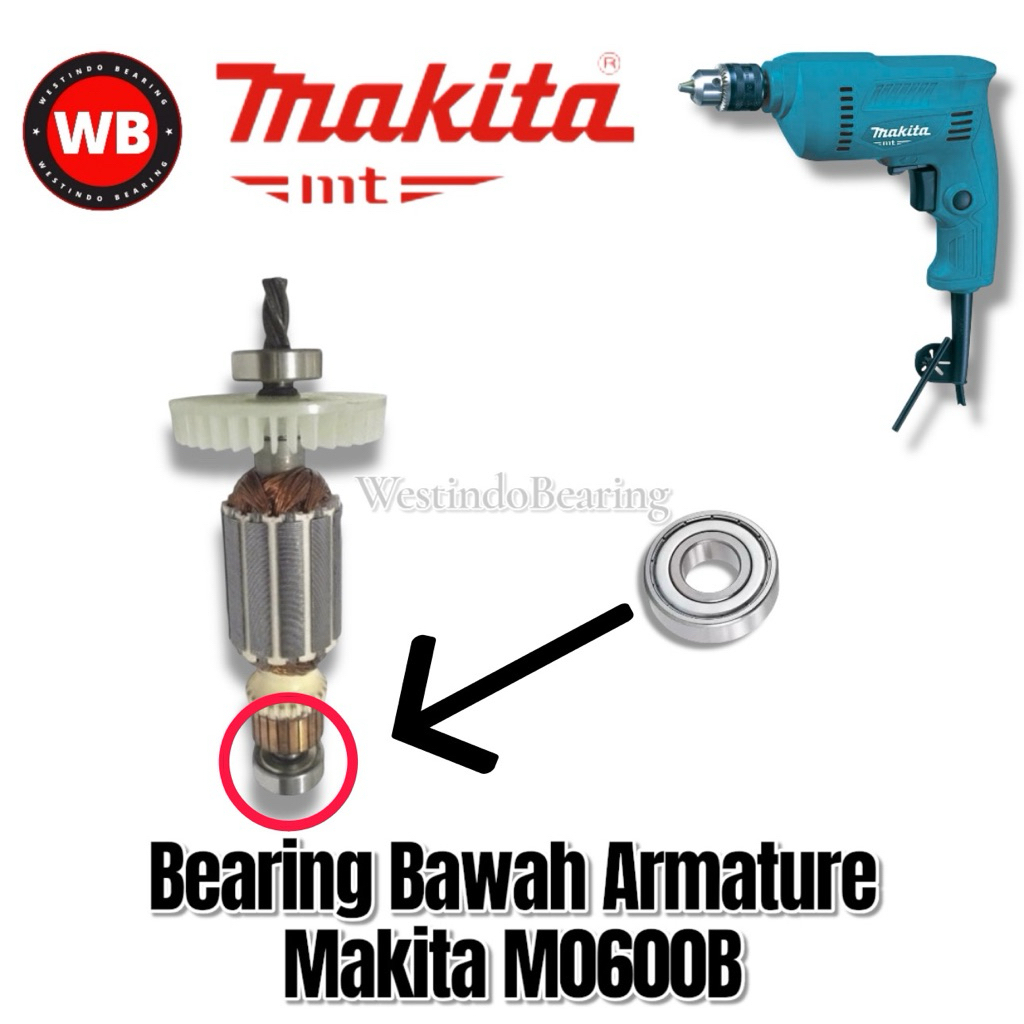 MESIN Makita M0600B Drill Armature Lower Bearing Laher Laker Lahar ...