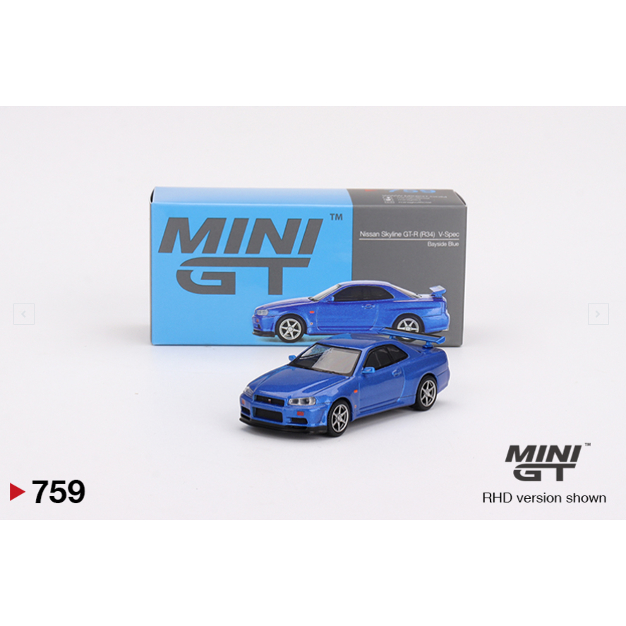 Mini GT Nissan Skyline GT-R R34 V-Spec Bayside Blue RHD biru MGT00759R ...