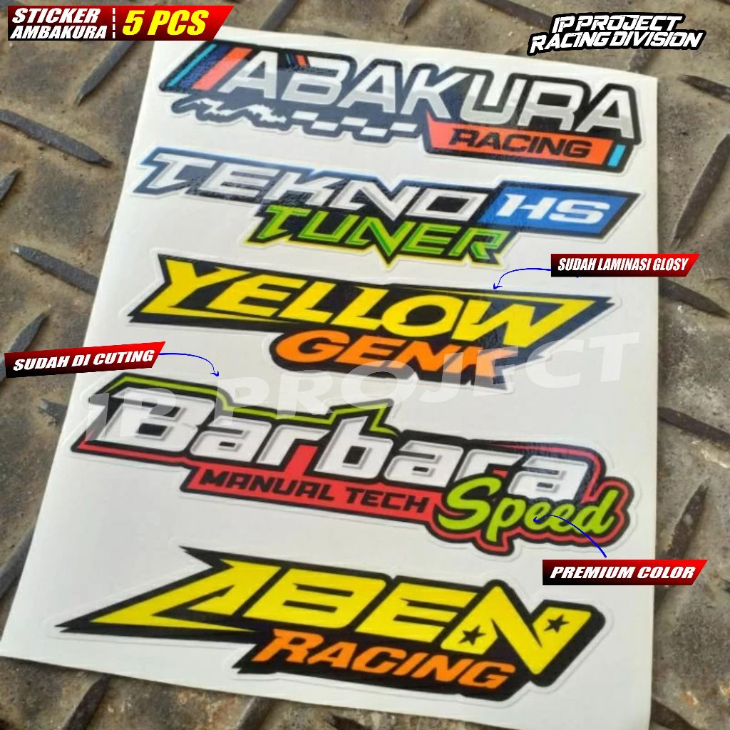 AMKAURA RACING TEKNOTUNER YELLOW GANK ABEN RACING STICKER 5 PCS ...