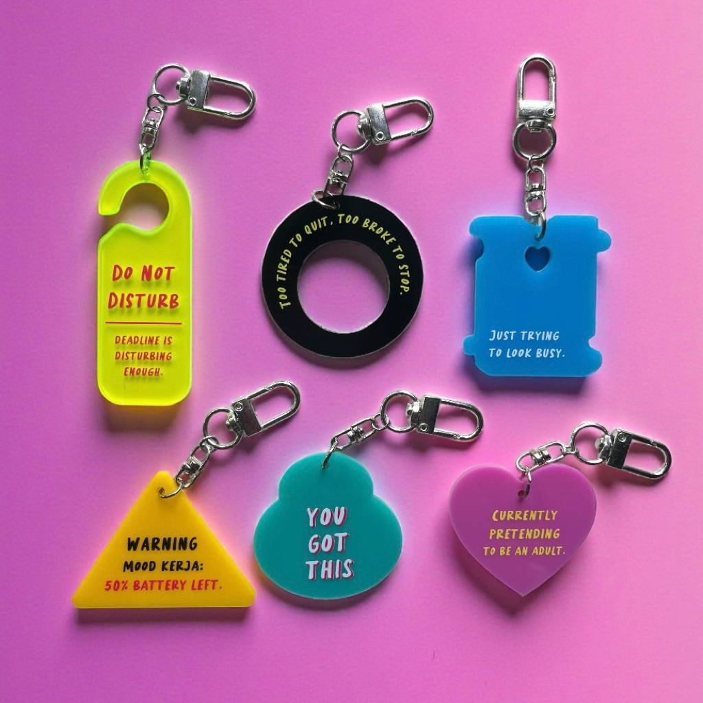 Acrylic Keychain Quotes Cute Gen Z Yeele | Resign gift | Shopee Philippines