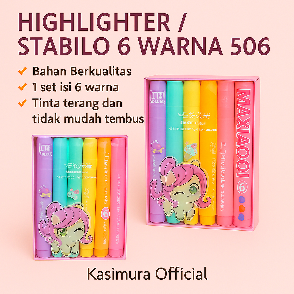 STABILO 6 COLORS 506 HIGHLIGHTER/ SCHOOL STABILO/ PASTEL COLOR STABILO ...