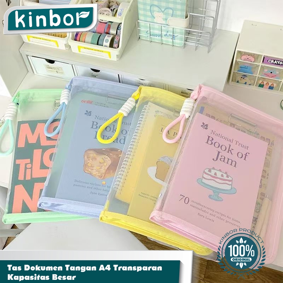 Large Capacity Macaron Transparent A4 Document Bag Transparent A4 File ...