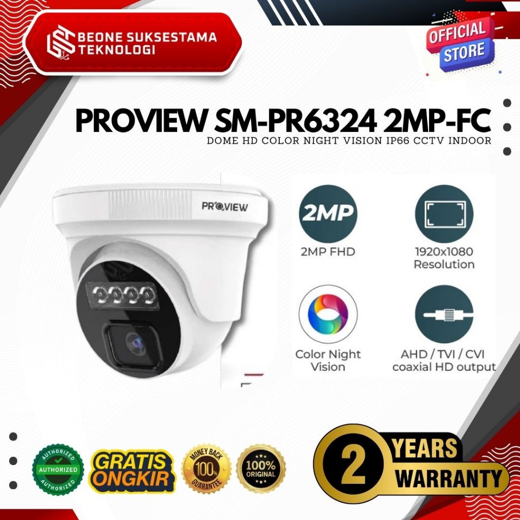 PROVIEW SM-PR6324-FC 2MP Dome Color Night Vision Analog camera ...