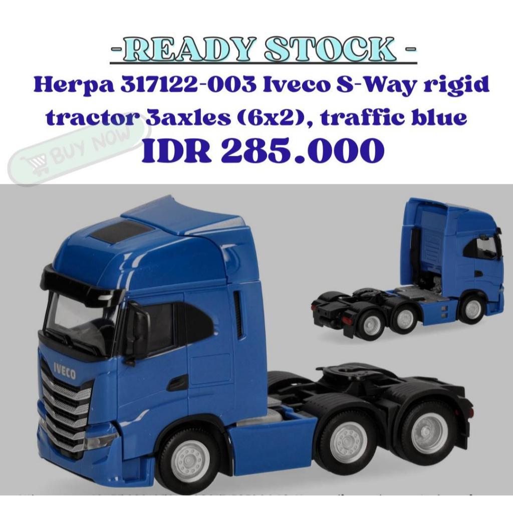 Herpa 317122-003 Iveco S-Way rigid tractor 3axles (6x2), traffic blue ...