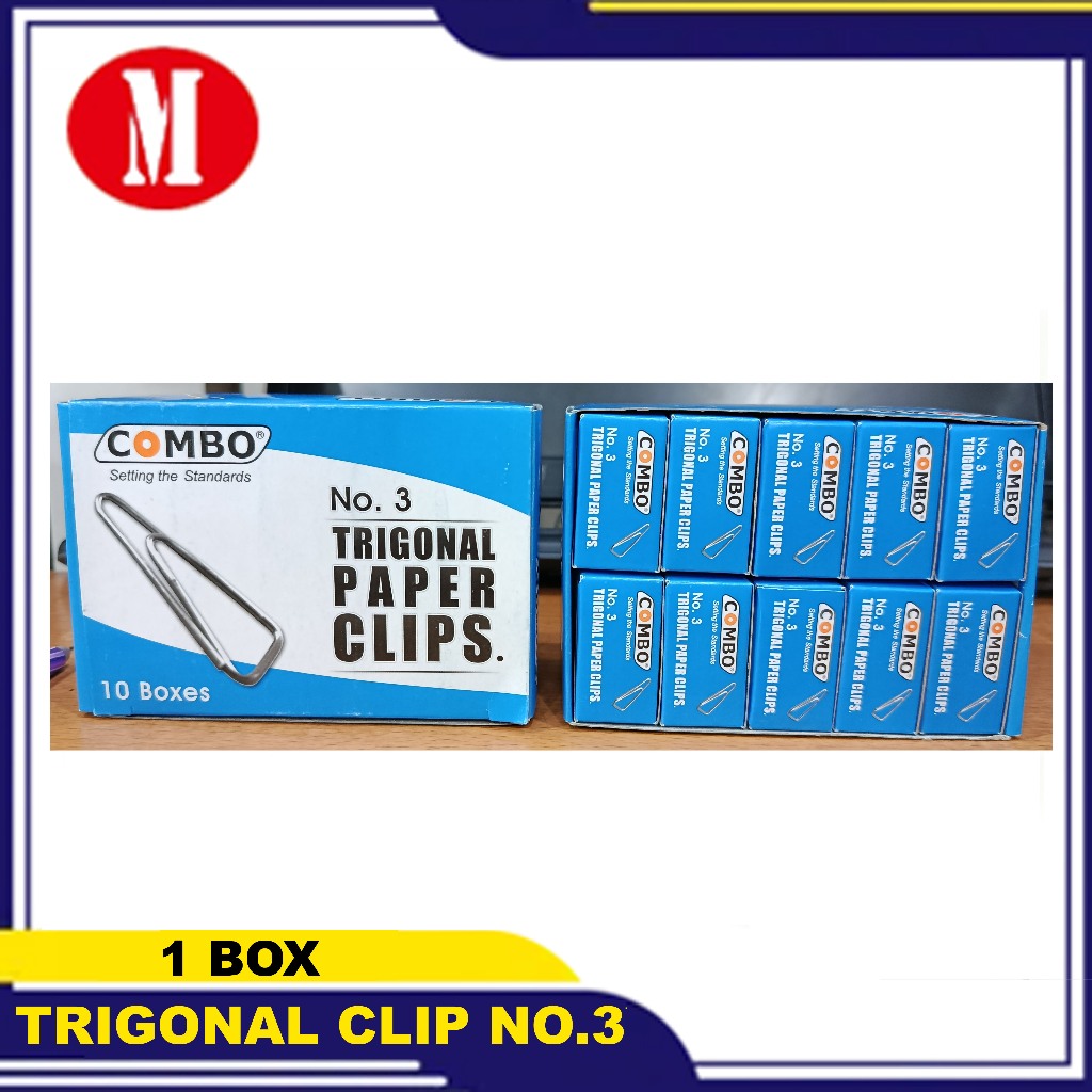 TRIGONAL PAPER CLIP COMBO NO.3 CLAMP 1 BOX 10 SMALL BOXES | Shopee ...