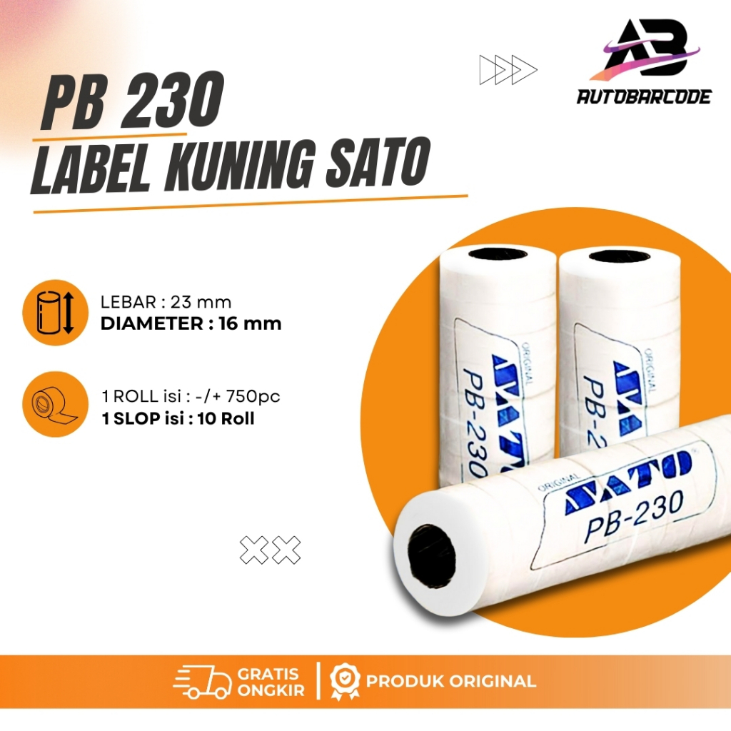 SATO KPL16 X 23 Yellow Label SATO PB 230POLOS Sticker Paper Price Label ...