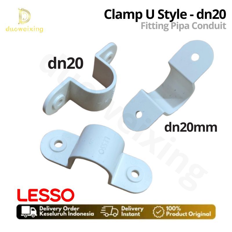 LESSO U-style Clamp conduit dn-20mm white conduit Fitting | Shopee ...
