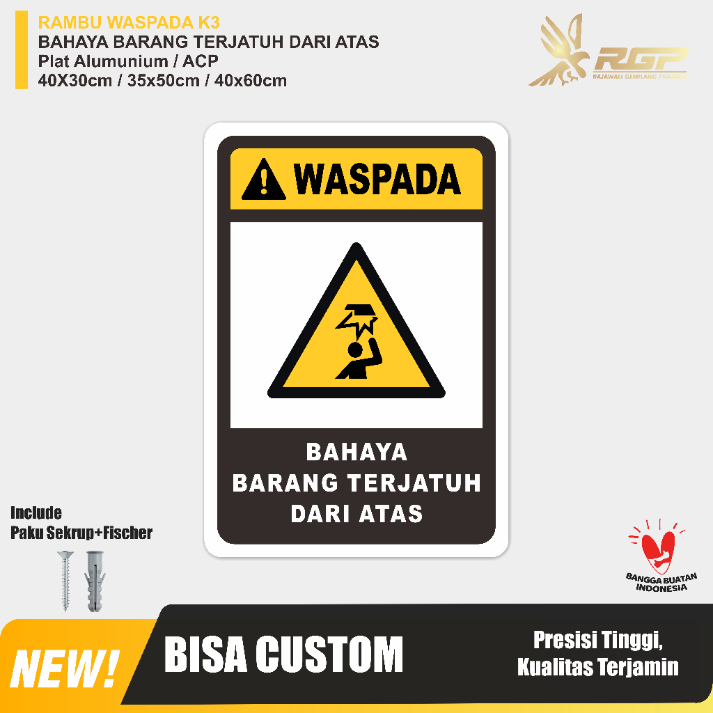 K3 Waspada Signs Dangers Falling From Top - Aluminum Plate | Shopee ...