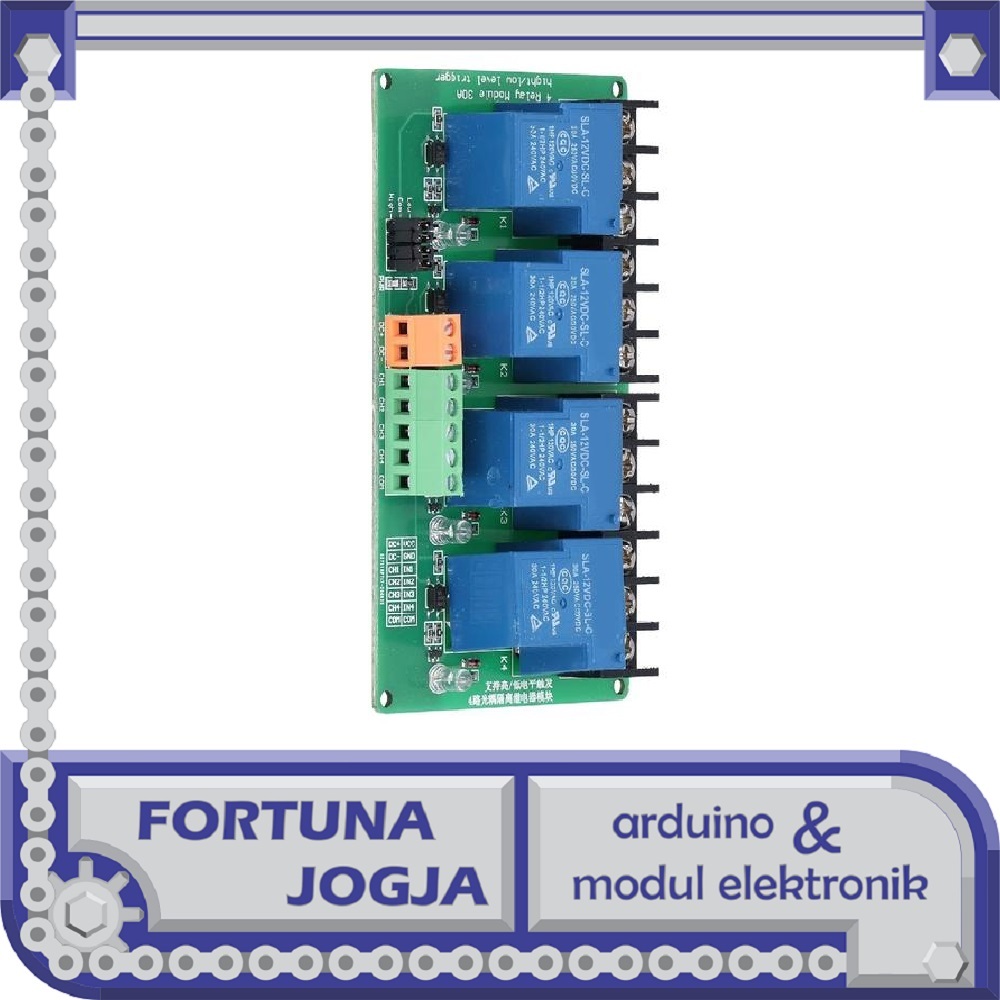 4 Channel Relay Module 5V 12V 24V DC 30A Hi-Lo Input Optocoupler - 5V ...