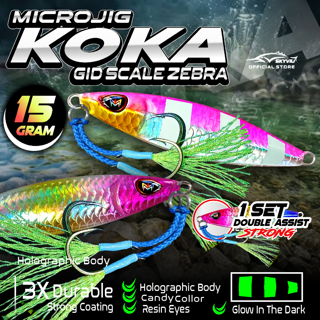 Micro Jig Bait 15 Gram SKYVIU KOKA GID Double Assist Micro JigHOOK 15 ...