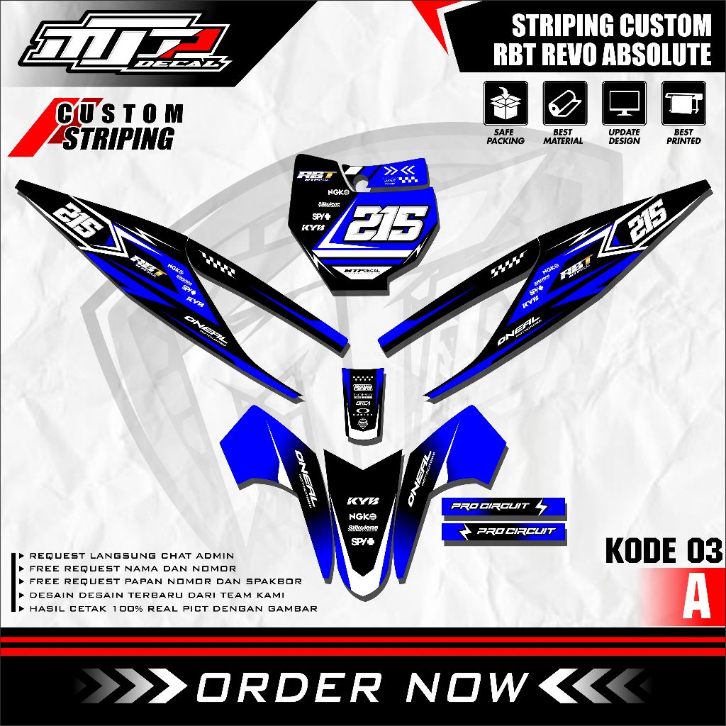 MTP Sticker RBT/GTX REVO ABS110 Latest Modified RBT Duck Motorcycle ...