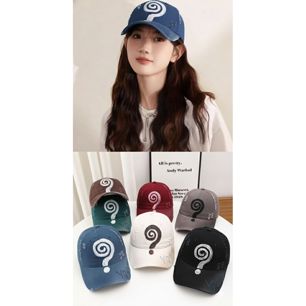 Spiral Question Mark Baseball Cap - Korean Aesthetic Vintage Hat - Men ...