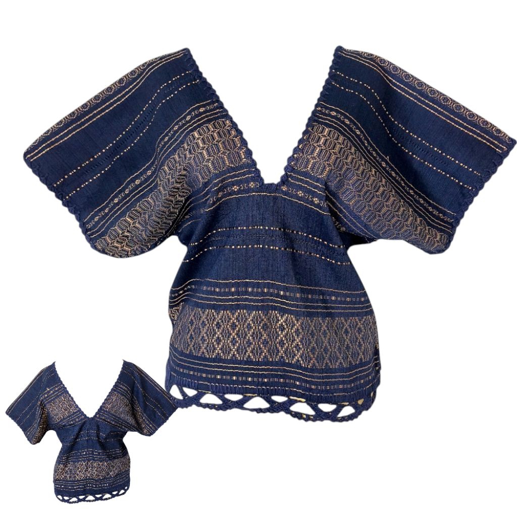 Royal Blue Loom Blouse Vneck | Shopee Philippines