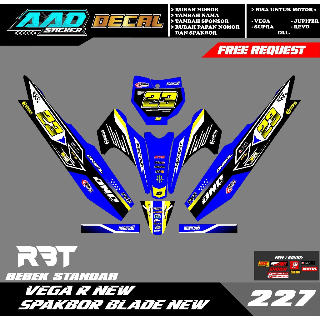 STICKER DECAL STRIPING FULLBODY RBT/GTX VEGA R NEW SPAKBOR BLADE NEW ...