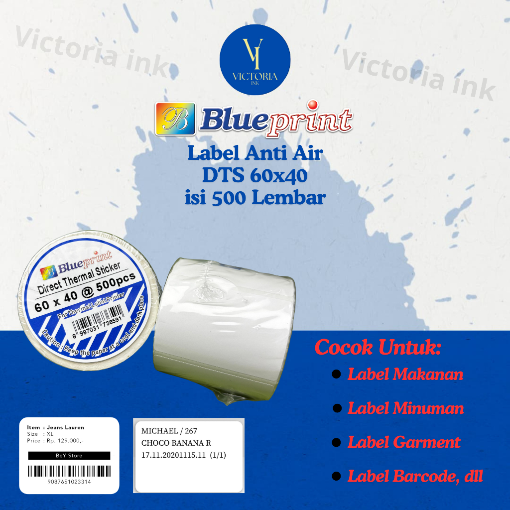 Direct Thermal Label Sticker Blueprint 60mmx40mm Contents 500 Blueprint ...