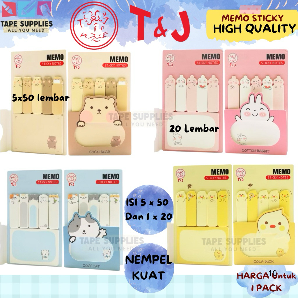 (TOTAL 270 SHEETS) Sticky T&J CharacterNotes 601/602/603/604 High ...