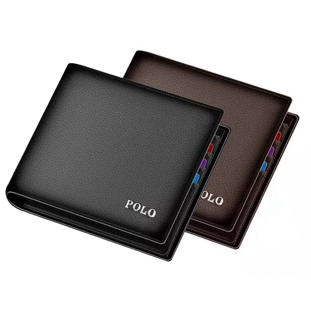 Men's Brown and Black Synthetic Leather Wallet POLO | Shopee Philippines