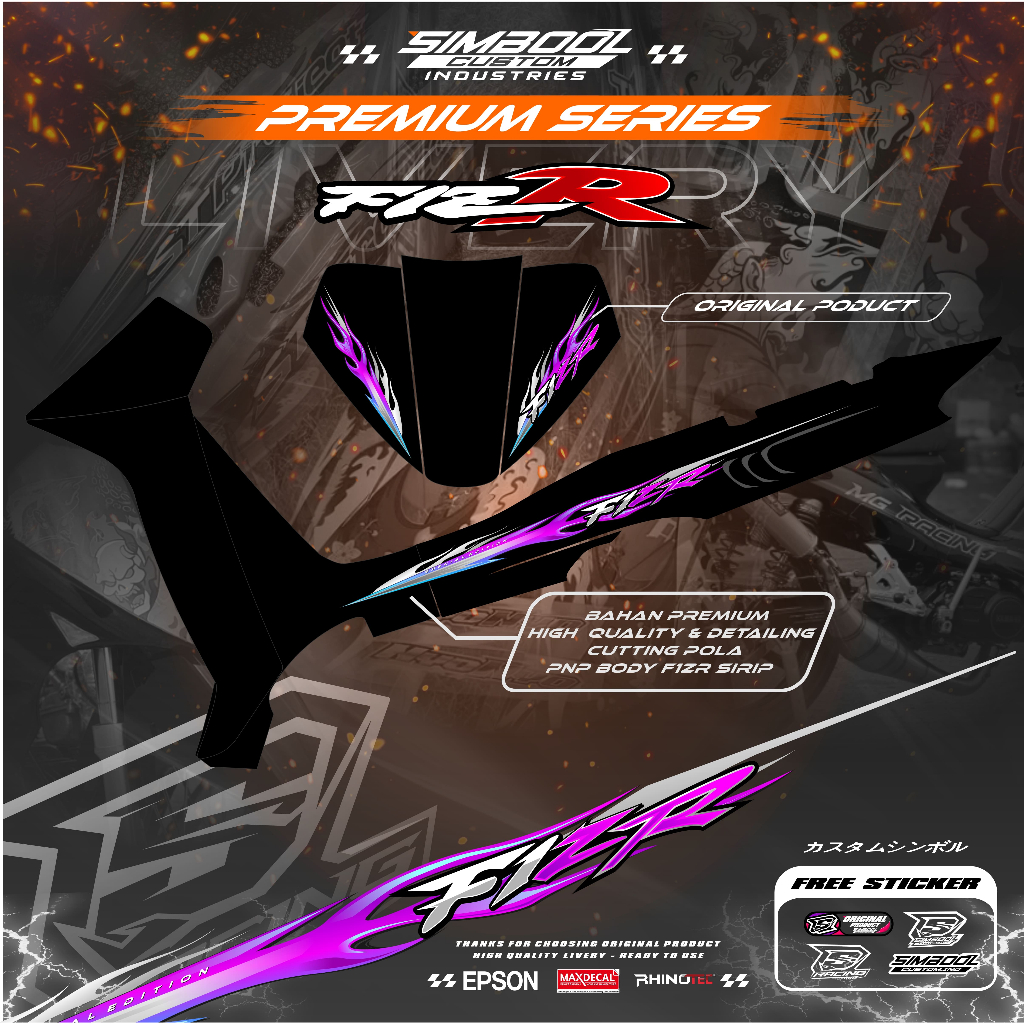 BODY125Z - STRIPING STICKER YAMAHA FIZR FIZ R MOTIF FIRE CONTEST TRIBAL ...