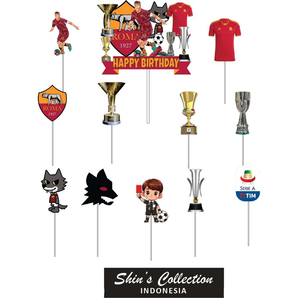 Cake topper As Roma Cartoon soccer ball contents 12 pcs | Shopee ...