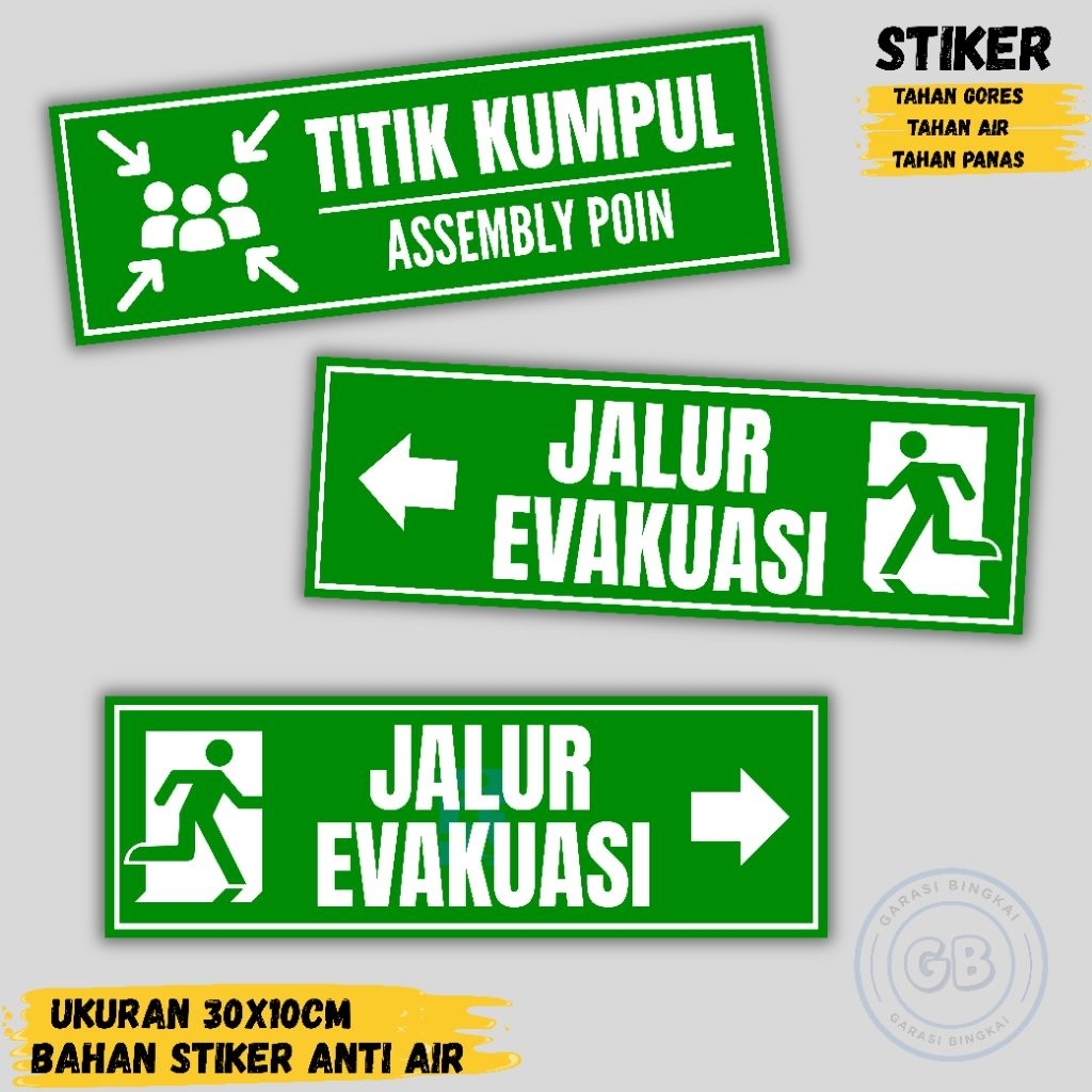 EVACUATION ROUTE DIRECTION STICKER - EVACUATION ROUTE STICKER ...