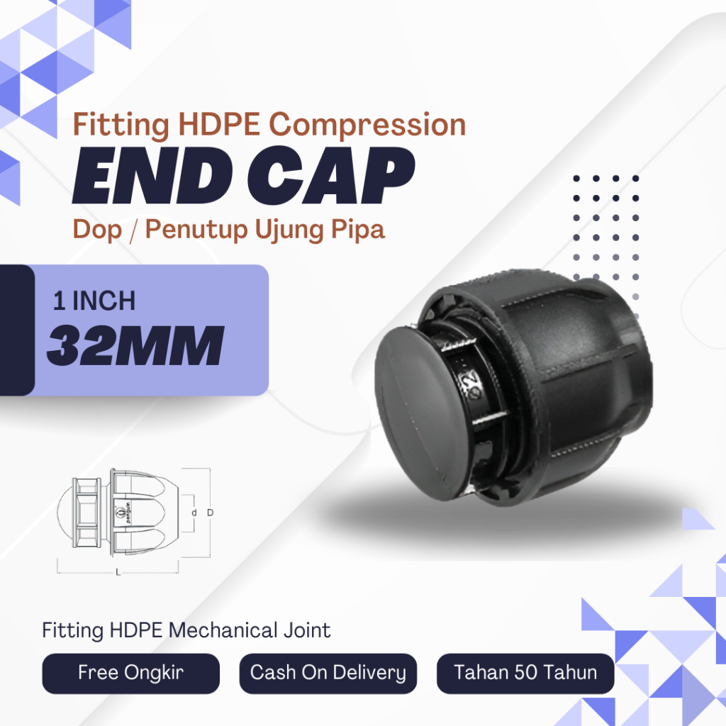 End Cap Compression Cap/ 32mm or 1 Inch Connection HDPE Pipe Fitting ...