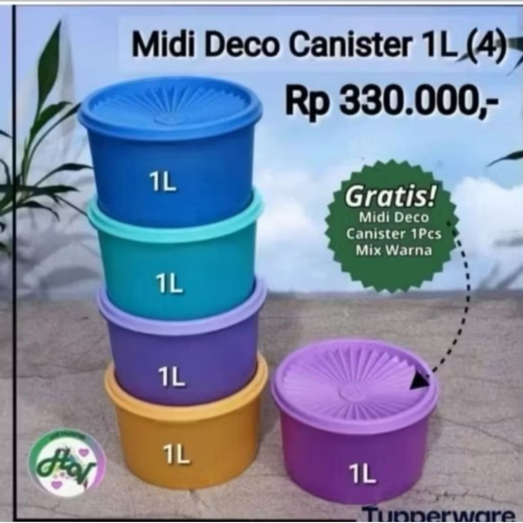 Tupperware MIDI Deco Canister Jar 1 liter size | Shopee Philippines