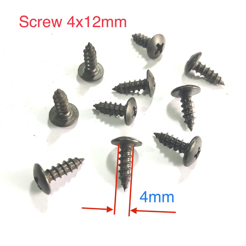 10pcs 4x12mm Screw Coarse Thread Screw Pointed Tip Screwdriver Head ...