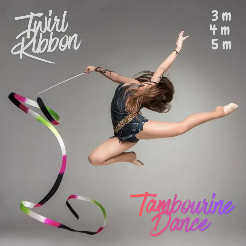 Twirling Satin Ribbon Tambourine Church Handle Accessories Dance Tools ...
