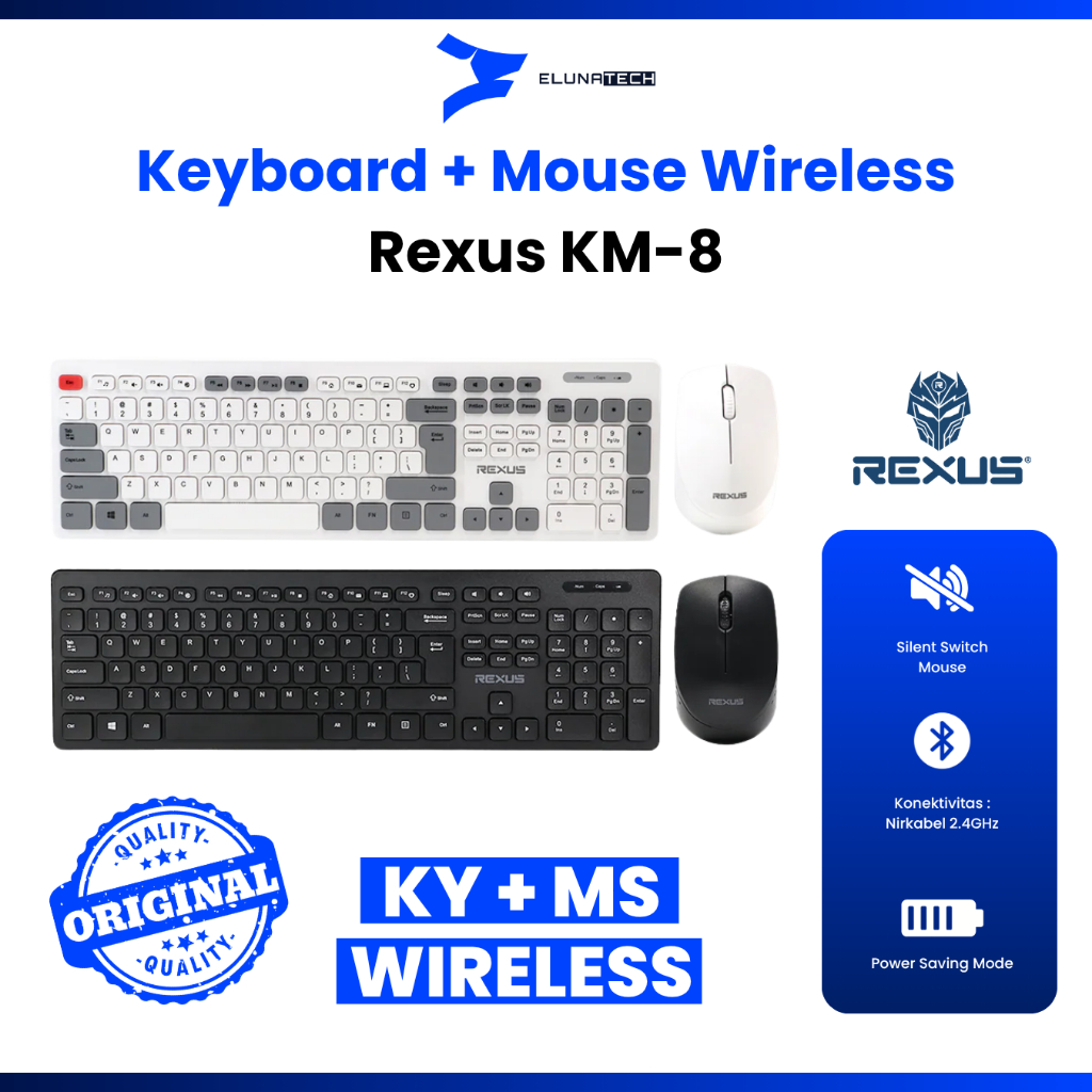REXUS Wireless Keyboard Mouse Combo Km8 - 2.4g Connectivity Click ...