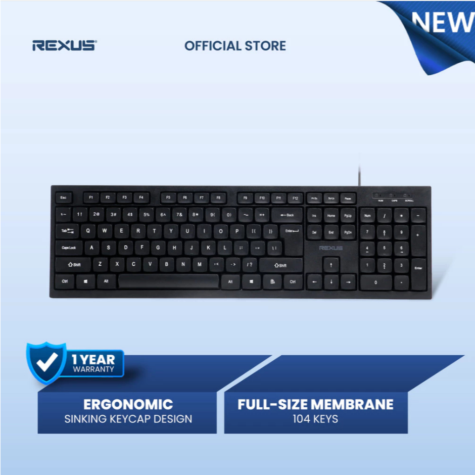 Rexus Full Size Membrane Keyboard K293 USB 104 Keys | Shopee Philippines