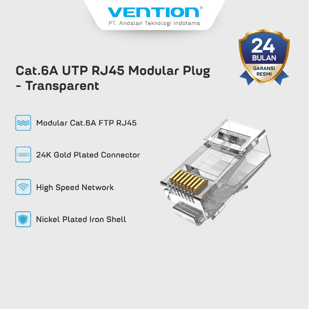 Vention Cat Connector. 6a FTP RJ45 Modular Plug Connector Transparent ...