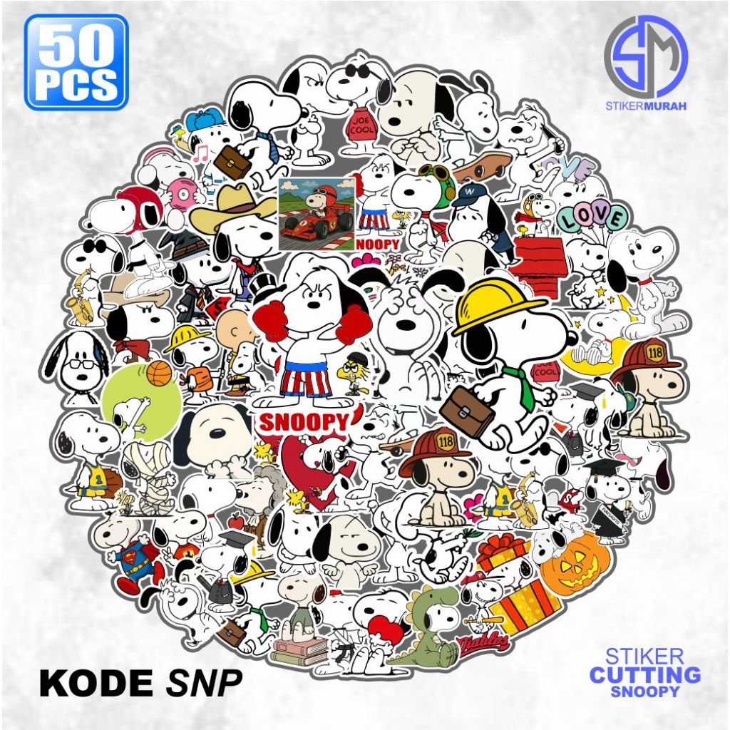 50Pcs Snoopy Cartoon Stickers Cute Waterproof Premium (SNP) | Shopee ...